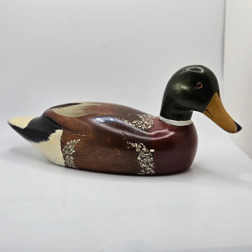 Vintage Mallard Duck Wood Decoy Deville Hand Painted Hunting Decor